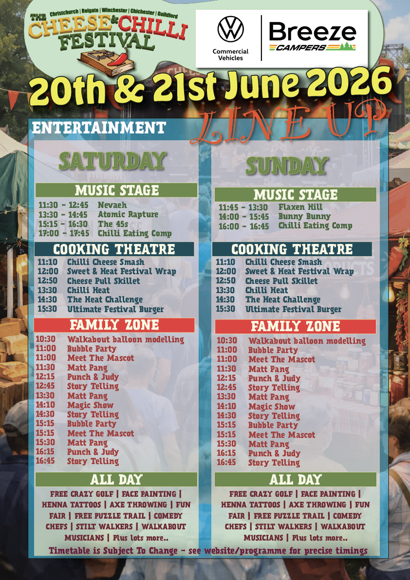Chichester Cheese and Chilli Festival Schedule