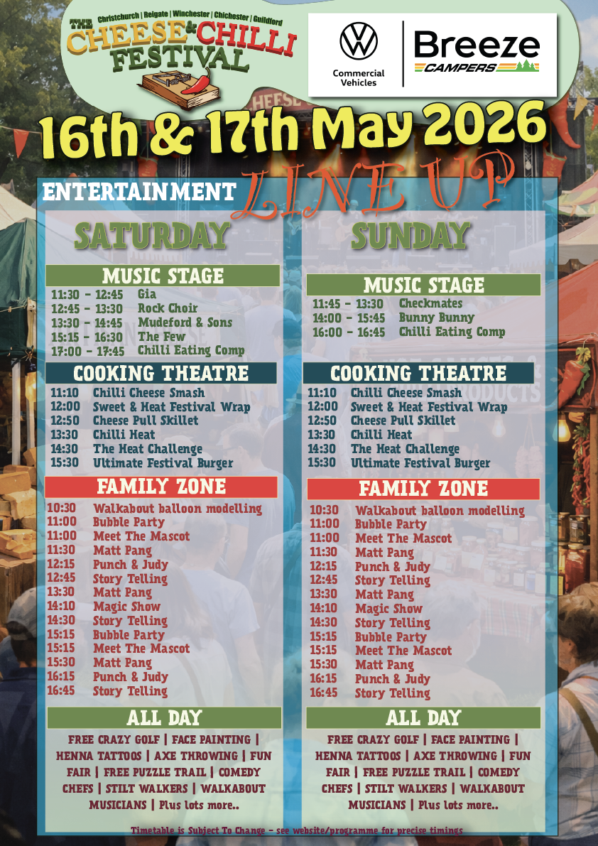 Christchurch Cheese and Chilli Festival Schedule