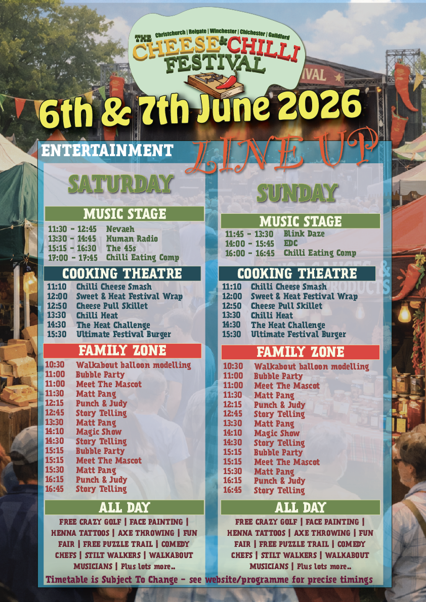 Winchester Cheese and Chilli Festival Schedule